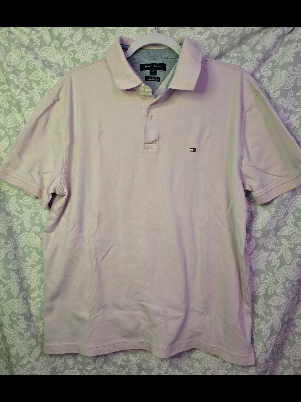 Tommy Hilfiger Men’s Pale Pink Short Sleeve Polo Large